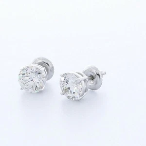 1.5CT LAB-CREATED DIAMONDS E/VS1 ROUND CUT 14K WHITE GOLD PRONG CLASSIC STUDS - Picture 1 of 3