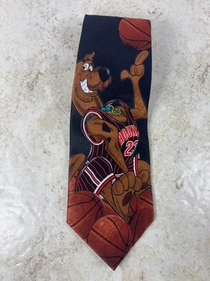 Gravata de basquete masculina Scooby-Doo 100% seda 2001 Hanna Barbara Cartoon Network - Imagem 1 de 4