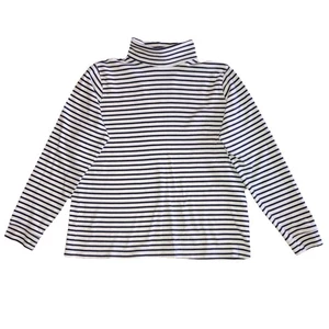 LL Bean Damen gestreifter Rollkragen schwarz weiß gestreift dicker Baumwollpullover L - Bild 1 von 11
