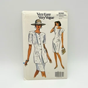 VINTAGE VOGUE 8090 Sewing Pattern Women’s Dress & Jacket Size 6 8 10 UNCUT 1991 - Picture 1 of 6