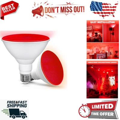 150 Вт эквивалент красный свет лампы, PAR38 LED прожектор лампы открытый (2 упаковки) - Изображение 1 из 4