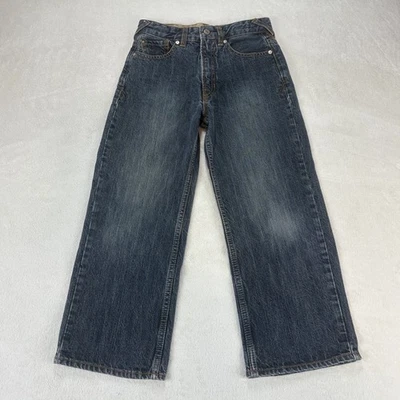 Vintage Union Bay Jeans Meninos 7 Azul Lavagem Escura Perna Larga Solta Baggy Skatista Y2K - Imagem 1 de 4