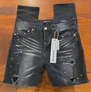 PURPLE BRAND P004 Distressed Jeans Men's Size 36 X 31 Blowout Paint Splatter - Picture 1 of 2