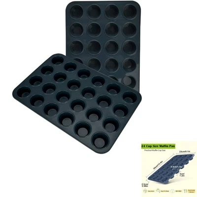 Silikon Muffinform, 2 Stück, Mini Muffinbackform, ofenfest, antihaft, 24 Bech... - Bild 1 von 2