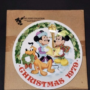 Piatto Natalizio Disney Prima Edizione 1979 da Collezione - Topolino Minnie Pluto - Nuovo con scatola - Foto 1 di 8