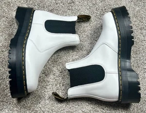 Dr. Martens 2976 Quad Platform Chelsea Boot White Leather Women’s Size 9 New - Picture 1 of 6