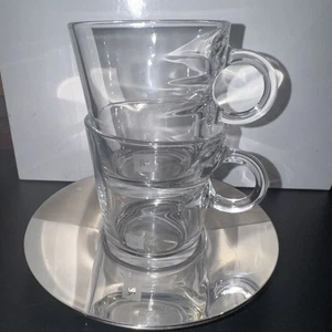 Nespresso View Lungo Glass Cup And Stainless Steel Saucer Set of 2 - Picture 1 of 6