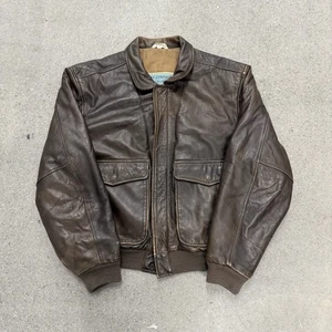 Vintage Aeropostale Leather Bomber Jacket Size 44 - Picture 1 of 14