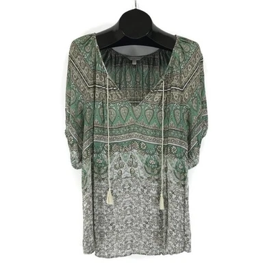 Top Kelly Peasant estampado marca Lucky para mujer talla grande 1X viscosa verano boho Foto 1 de 4