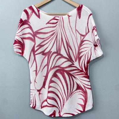 Свитер Chico's из льняной смеси вязаный топ размер S цвет Red Palm Leaf Resort Boho Coastal - Изображение 1 из 4