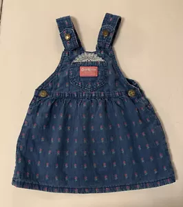VESTIDO DENIM VINTAGE OSHKOSH B'GOSH ROSAS ROSAS Encaje 2T Flores Lazo EE. UU. Niña Azul - Imagen 1 de 12