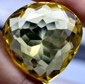 Lab Created 94.90 Ct Splendid lemon Citrine Pear Cut GGL Certified AAA+ Gem - Picture 1 of 6