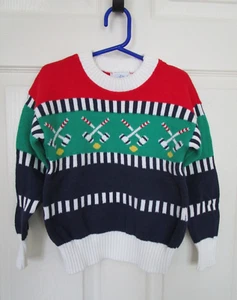 Vintage Kitestrings Boys Cotton Crewneck Sweater w/ Croquet Design Size 5/6 USA - Picture 1 of 7