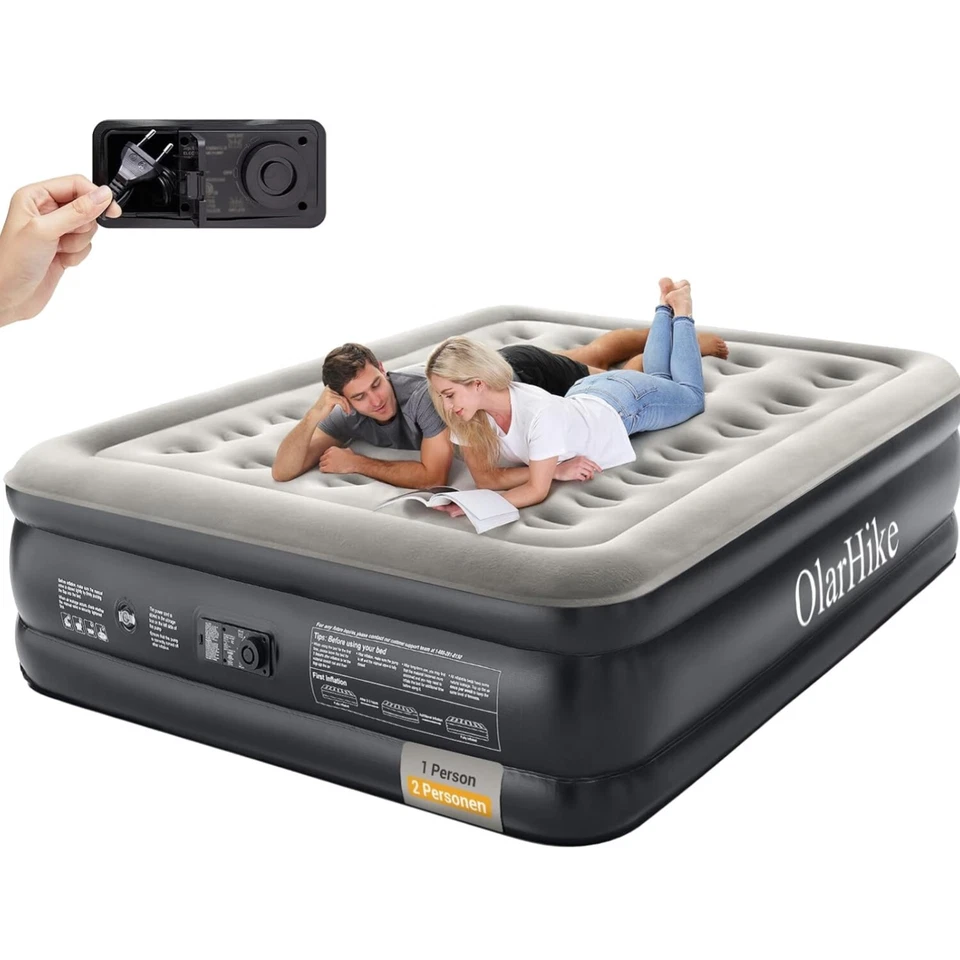 Robustes selbstaufblasbares Luftbett 203 x 152 x 46 cm - Komfort für 2 Personen - Bild 1 von 1