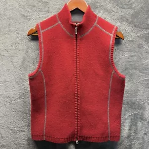 Eddie Bauer Vest Women L Lambs Wool Blend Sleeveless Full Zip Mock - Picture 1 of 11