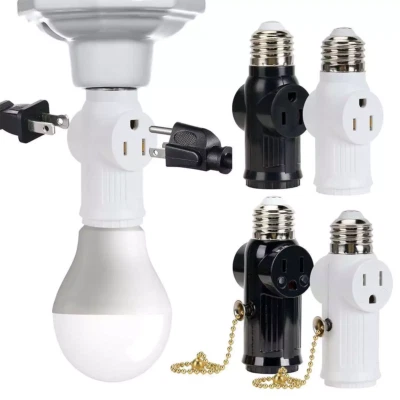 2/3 Prong Plug Socket Splitter E26 E27 LED Light Bulb Outlet Socket Plug Adapter - Image 1 of 4