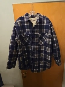 Northwest Territory Sherpa Lined Flannel Shirt Size: L Blue Vintage Checked WARM - Picture 1 of 5