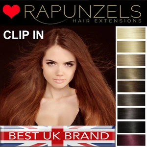 20 Zoll Human Clip In Haarverlängerungen Fertig Clips angebracht RAPUNZELS Remy - Bild 1 von 16