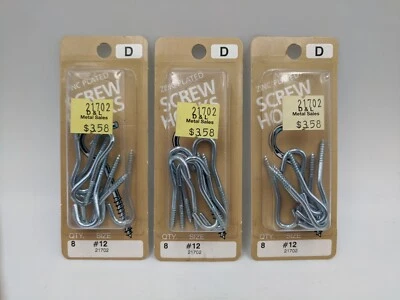 Zinc Plated #12 Screw Hooks, Midwest Fastener, 21702, New - Image 1 of 2