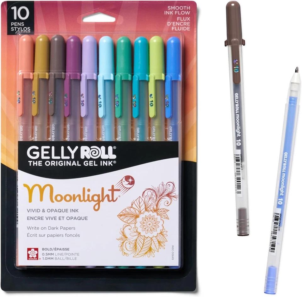 10 canetas de gel SAKURA Gelly Roll Moonlight - caneta de tinta ousada para diário, arte ou D - Imagem 1 de 4