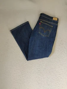 Levis 515 Womens Jeans 14 Short Blue Boot Cut Mid Rise Dark Denim Solid 5 Pocket - Picture 1 of 14