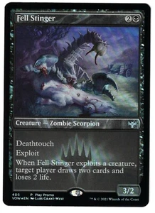 MTG FELL STINGER CRIMSON VOW FOIL PLAY PROMO UNCOMMON BLACK SEE SCANS FOR GRADE - Picture 1 of 2