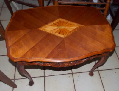 Mahogany Carved Inlaid Top Coffee Table  (CT-246) - Image 1 of 4