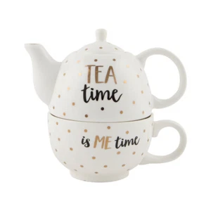 Thé Temps Is Me - Théière & Tasse pour Un - White & Doré - Tout Neuf & Emballé - Bild 1 von 1