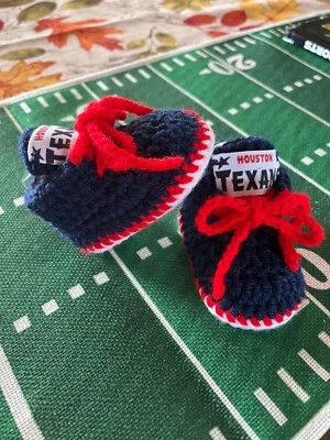手工制作 NFL 灵感休斯顿德州人婴儿球迷装备橄榄球鞋短靴新品 — 第 1/4 张图片