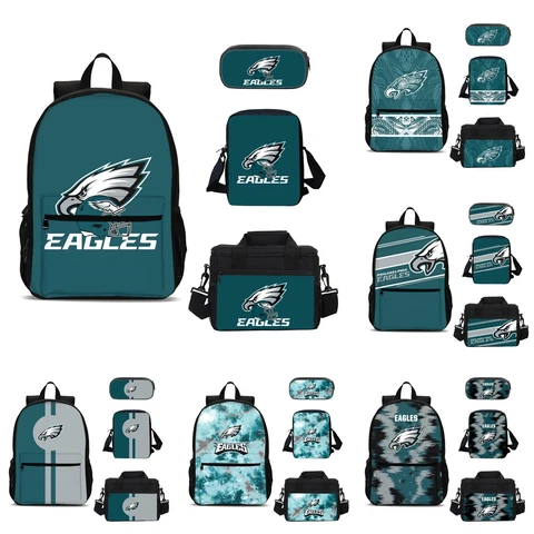 Philadelphia Eagles 4PCS School Backpacks Kids Lunch Bag Crossbody Bag Penilcase Cover