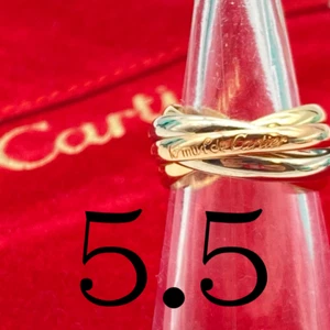 Les Must De Cartier Trinity Ring 5 Band Size 5.5 #50 18K Tri-Color Gold 7.9g - Picture 1 of 23