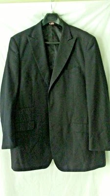 Giorgio Fiorelli Mens size 50 Solid Black 2 Vents 3 Button Poly Blend Jacket - Image 1 of 4