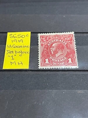 AUSTRALIA PRE-DECIMAL MINT 1d CARMINE KGV STAMP OF 1919 WITH LISTED FLAW SG 50c - Image 1 of 2