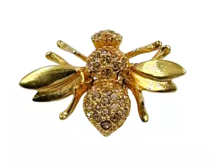NUOVA Spilla Api Cristallo Swarovski Vintage ST. JOHN Goldtone Firmata 24KGP RARA - Foto 1 di 9