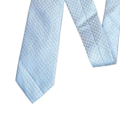 Corbata de seda Ryan Seacrest para hombre 59” azul pastel geométrico diseñador corbata clásica nueva Foto 1 de 4