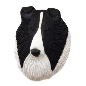 Collie Head Plaque Figurine Bi Black Rough - Imagen 1 de 1