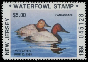 1984 New Jersey Non-resident State Duck Stamp Mint Never Hinged. Original Gum. - Picture 1 of 1