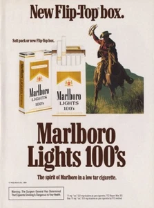 1984 Marlboro Lights Man horse cowboy 1-page MAGAZINE AD - Picture 1 of 1