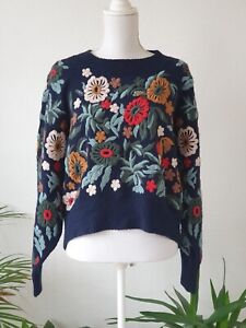 Zara kwiatowy haftowany sweter Rozmiar S
