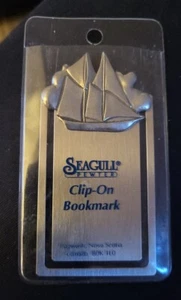 SAILING BOAT PEWTER BOOKMARK 1993 SEAGULL CANADA SIGNED IN ORIGINAL PACKAGING - Picture 1 of 5
