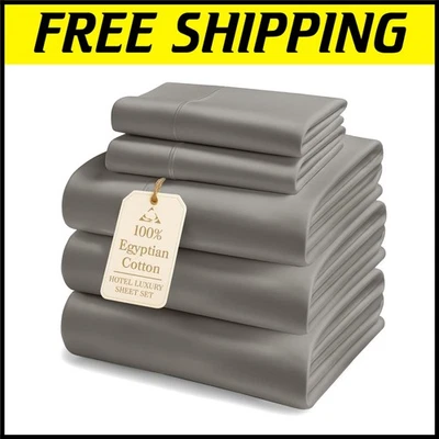 Sábanas king divididas transpirables 1000 hilos - suaves, elegantes gris carbón Foto 1 de 4