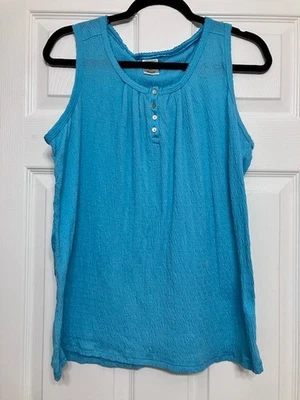 Croft & Barrow Майка женщин X-Large бирюзовый рубашка без рукавов повседневный вафли - Изображение 1 из 4