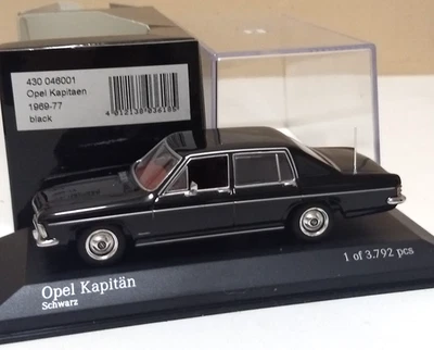 Minichamps 1/43 OPEL KAPITÄN 1969-77 Black 430046001 Limited Edition 3792 pcs - Immagine 1 di 4
