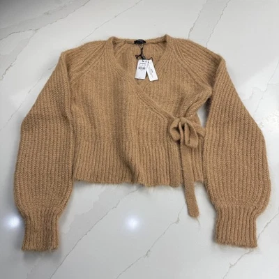 Suéter Recortado Envolvente Difuso Express Mujeres Manga Globo Corbata Frontal Talla S Foto 1 de 4