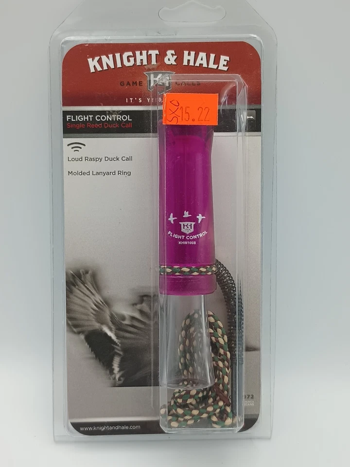 KNIGHT & HALE FLIGHT CONTROL SINGLE REED RASPY  DUCK CALL W/ LANYARD - Image 1 of 2