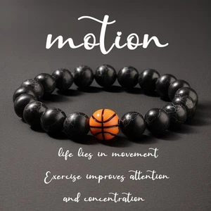Pulseras de baloncesto para hombre brazalete motivacional joyería deportiva cuentas regalo atlético - Imagen 1 de 11