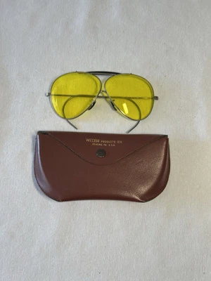 Gafas de sol Willson de aviador/tiro vintage raras de la Segunda Guerra Mundial, estuche, excelente estado Foto 1 de 4