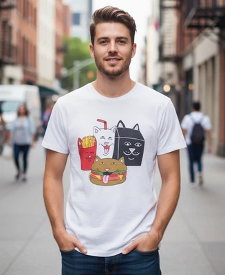 RIPNDIP Lord Nermal Fast Food Cat Graphic Tee Mens S Alternative Indie Novelty - Image 1 of 4