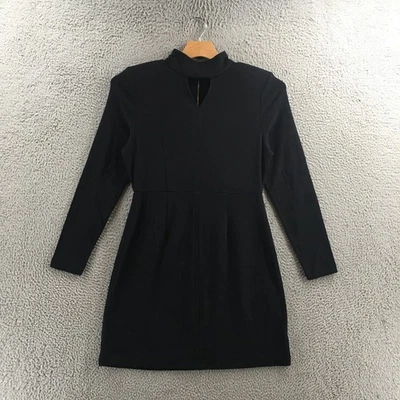 Vestido Cabi Shift Para Mujer Mediano Negro Manga Larga Cuello Redondo Pullover Cremallera Informal Foto 1 de 4