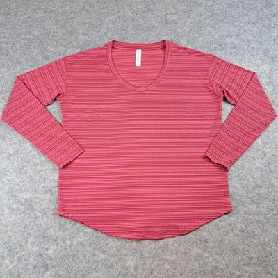 Athleta рубашка женщин средний розовый в полоску Cloudlight Stratus верхний длинным рукавом - Изображение 1 из 4